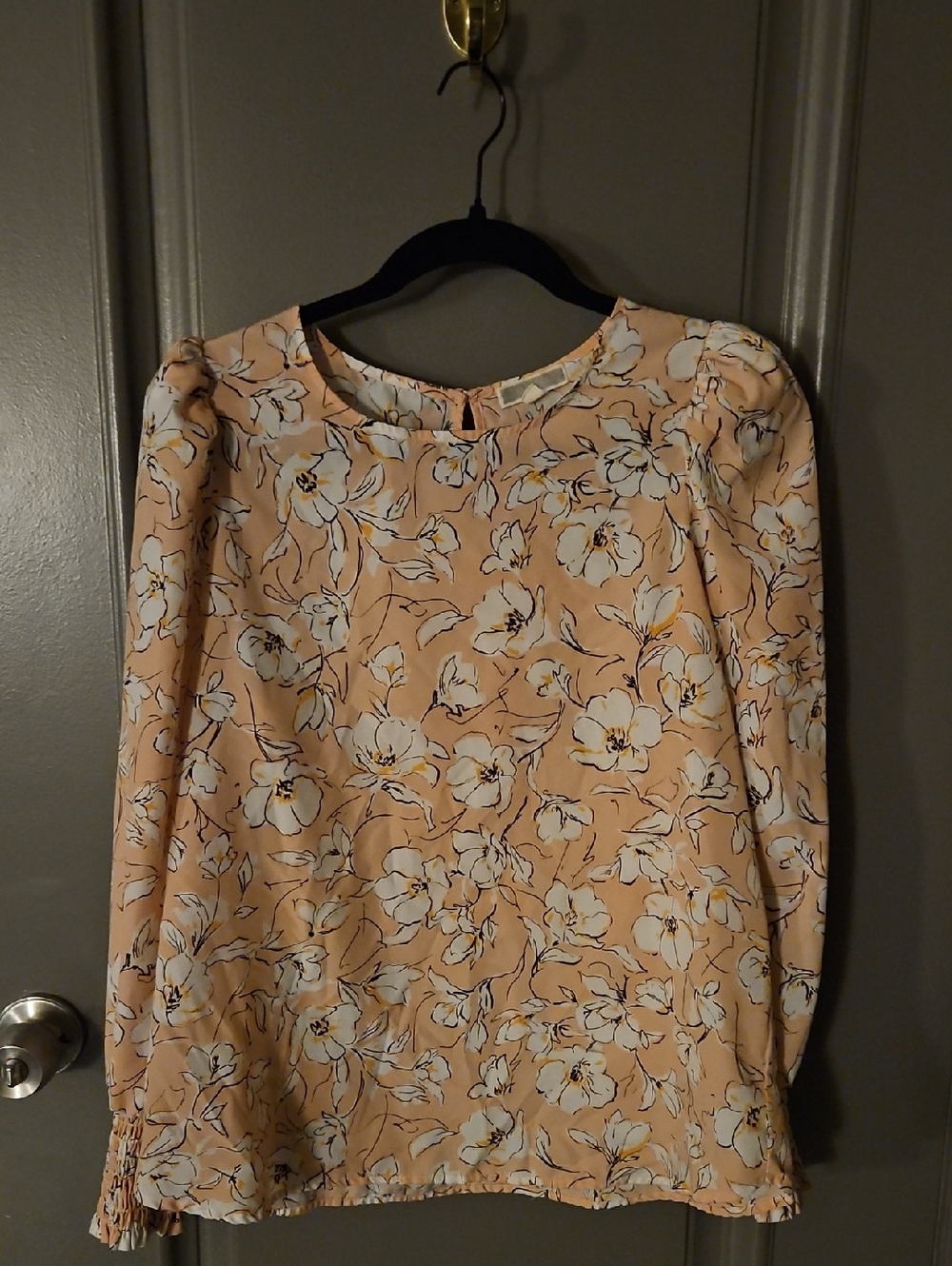 Peach and White Floral Top